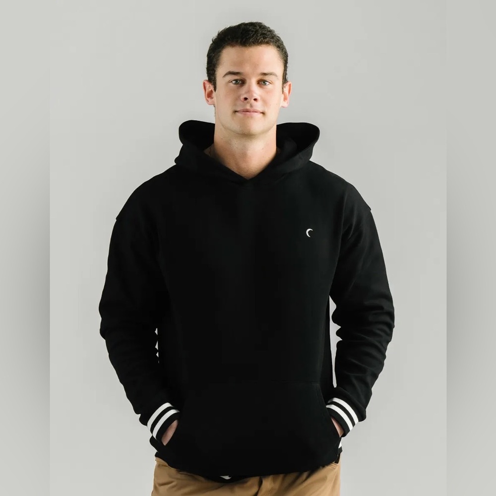 ZYIA Black offside Hoodie with White Details